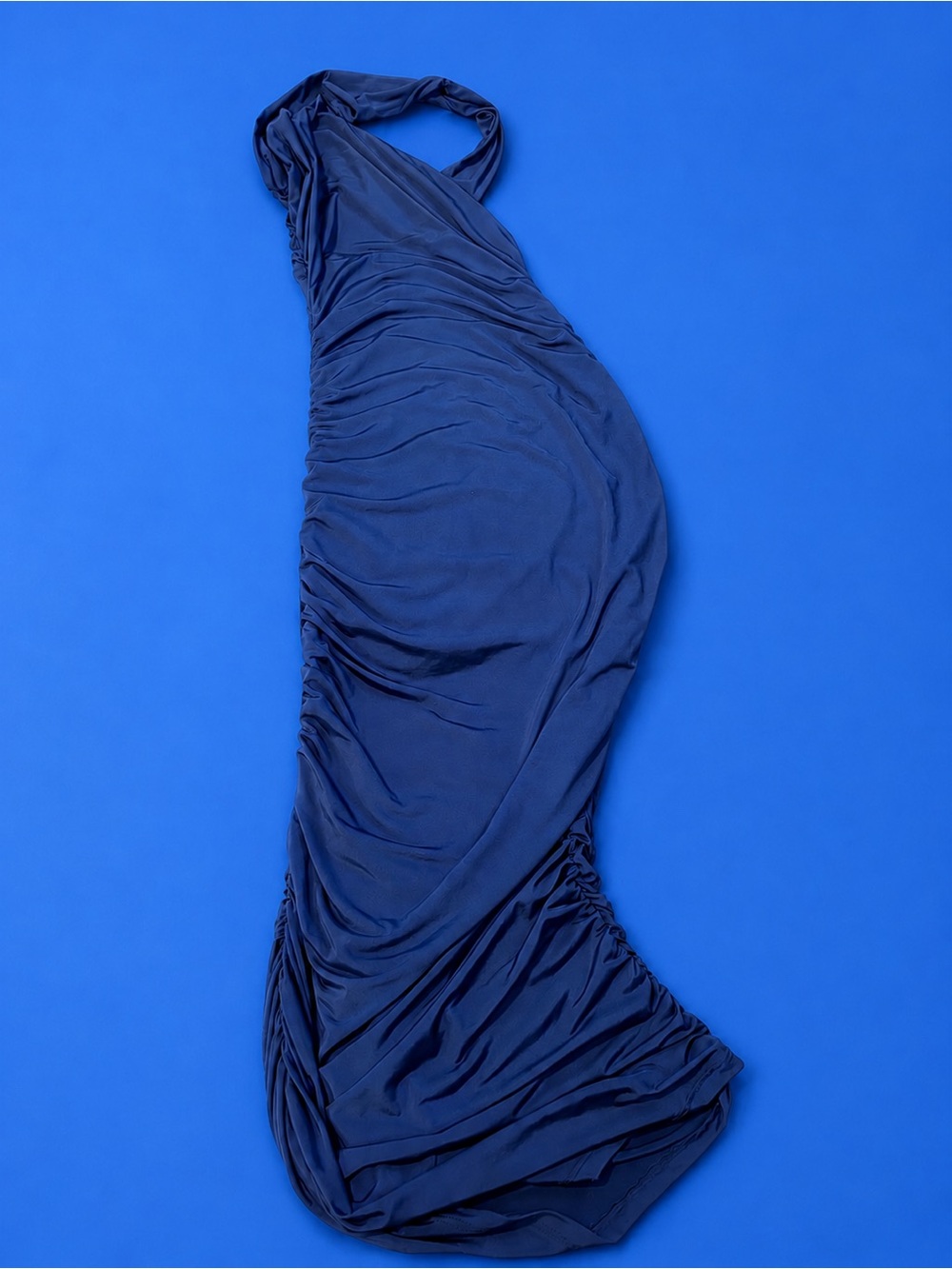 Elegant Navy One-Shoulder Ruched Maxi Dress